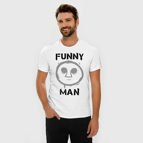 Мужская slim-футболка HU: Funny Man / Белый – фото 3
