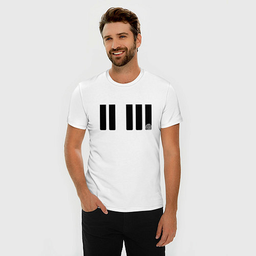 Мужская slim-футболка Отпечаток ноты / Белый – фото 3