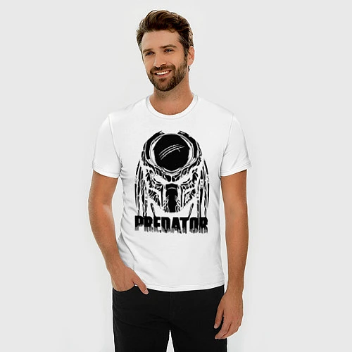 Мужская slim-футболка Predator Mask / Белый – фото 3