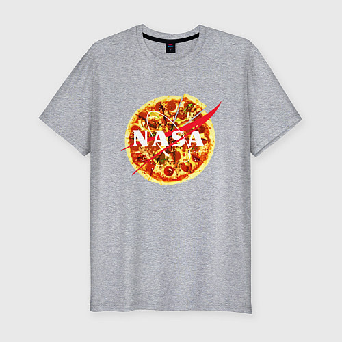 Мужская slim-футболка NASA: Pizza / Меланж – фото 1