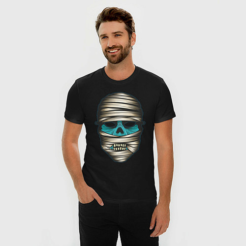 Мужская slim-футболка Голова мумии / Черный – фото 3