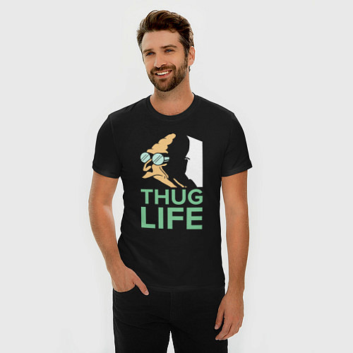 Мужская slim-футболка Zoidberg: Thug Life / Черный – фото 3