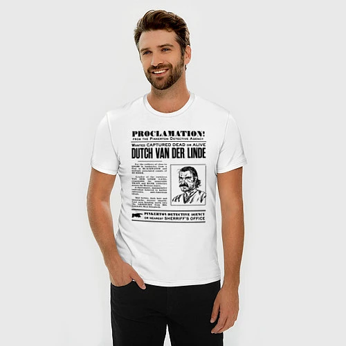 Мужская slim-футболка RDR II: Proclamation / Белый – фото 3