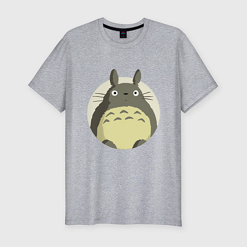 Мужская slim-футболка Тоторо удивленный / Меланж – фото 1