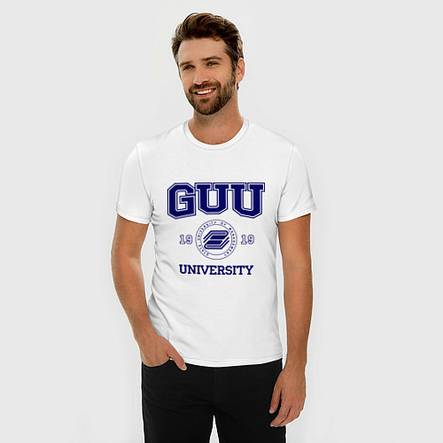 Мужская slim-футболка GUU University / Белый – фото 3