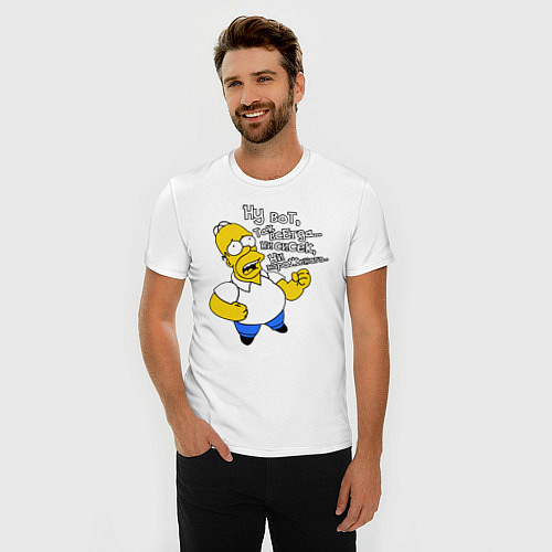 Мужская slim-футболка Ни сисек, ни мороженого / Белый – фото 3