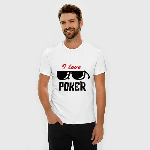 Мужская slim-футболка Я люблю покер / Белый – фото 3