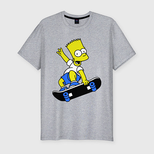Мужская slim-футболка Барт на скейте / Меланж – фото 1