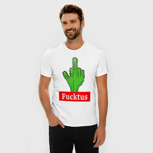 Мужская slim-футболка Fucktus / Белый – фото 3