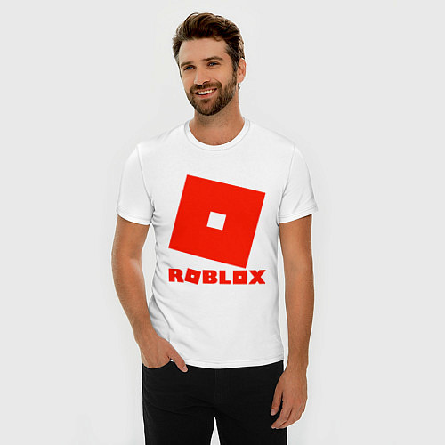 Мужская slim-футболка Roblox Logo / Белый – фото 3