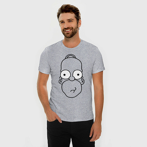 Мужская slim-футболка Homer Face / Меланж – фото 3