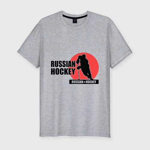 Мужская slim-футболка Russian hockey / Меланж – фото 1
