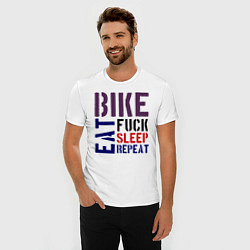 Футболка slim-fit Bike eat sleep repeat, цвет: белый — фото 2