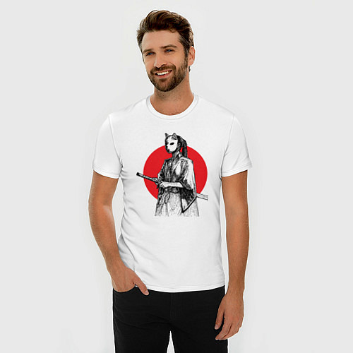 Мужская slim-футболка Самурай на страже / Белый – фото 3