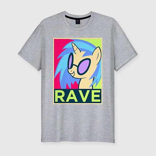 Мужская slim-футболка DJ Pon-3 RAVE / Меланж – фото 1