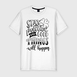 Футболка slim-fit Stay positive, цвет: белый