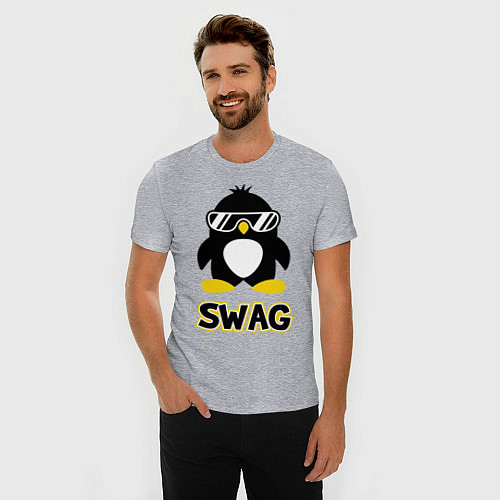 Мужская slim-футболка SWAG Penguin / Меланж – фото 3