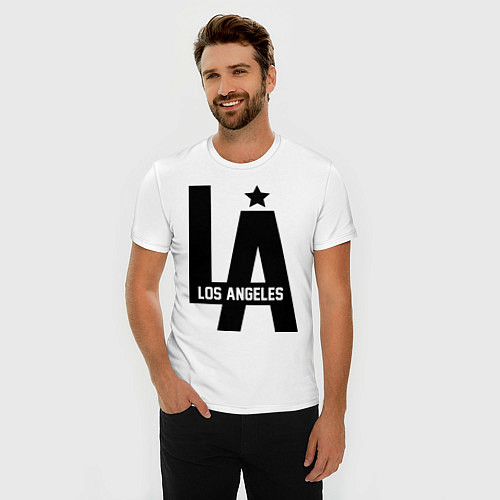 Мужская slim-футболка Los Angeles Star / Белый – фото 3