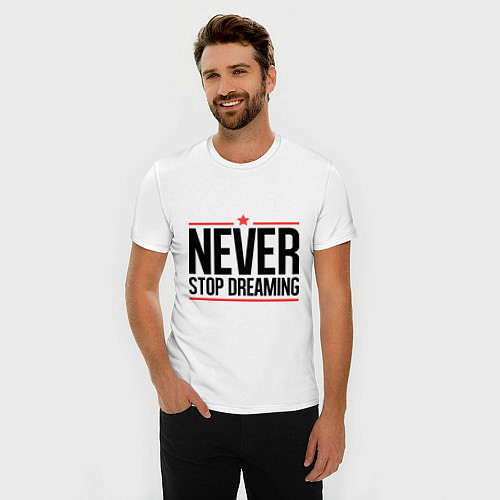 Мужская slim-футболка Never Stop / Белый – фото 3