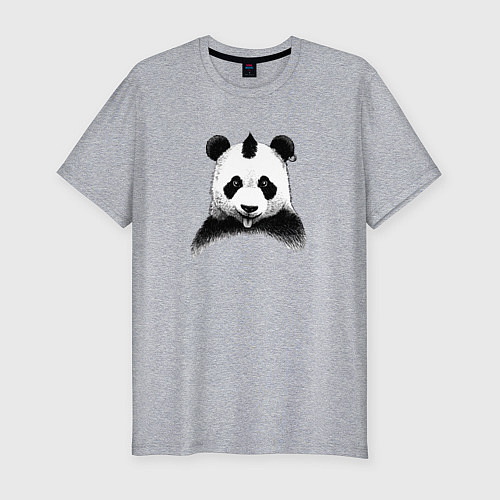 Мужская slim-футболка Панда Панк / Меланж – фото 1
