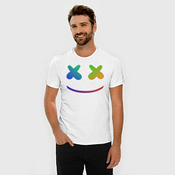 Футболка slim-fit Marshmello: Rainbow Face, цвет: белый — фото 2