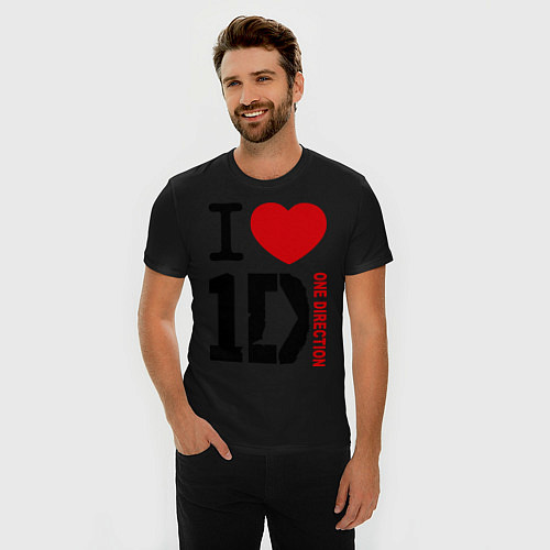 Мужская slim-футболка I love 1D / Черный – фото 3