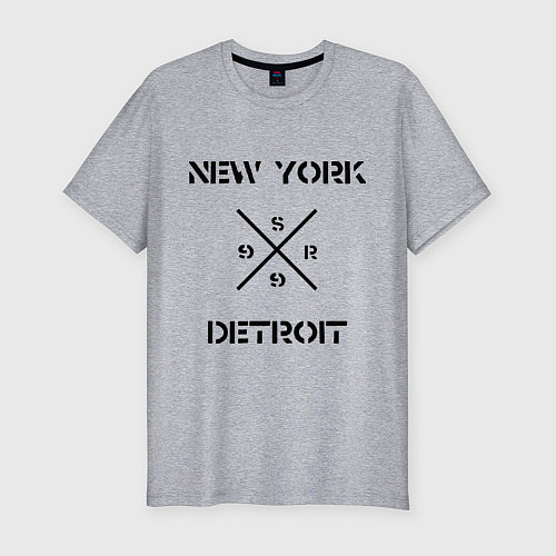 Мужская slim-футболка NY Detroit / Меланж – фото 1