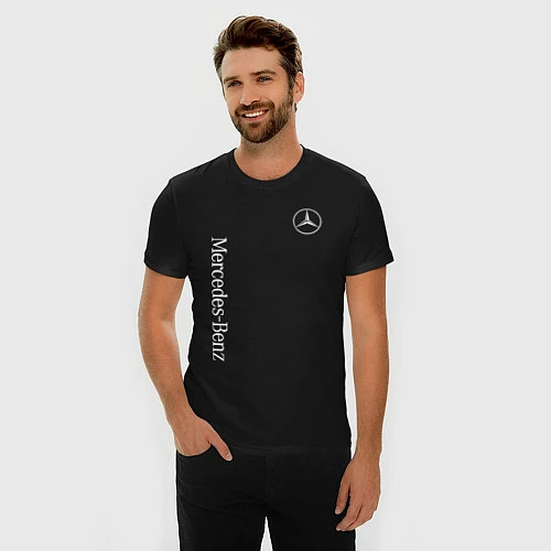 Мужская slim-футболка MERCEDES-BENZ / Черный – фото 3