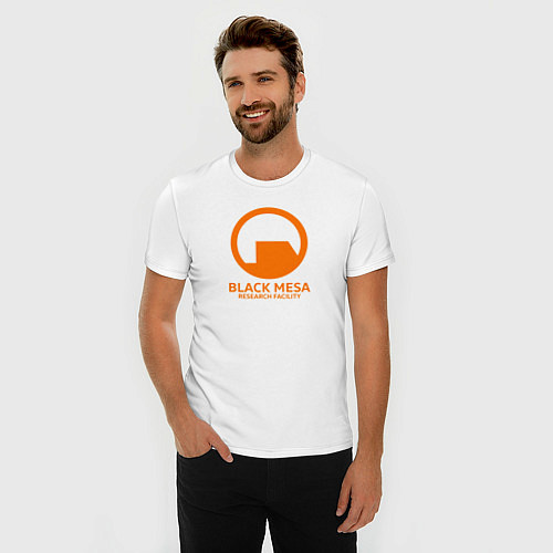 Мужская slim-футболка Black Mesa: Research Facility / Белый – фото 3
