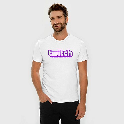 Мужская slim-футболка Twitch Logo / Белый – фото 3