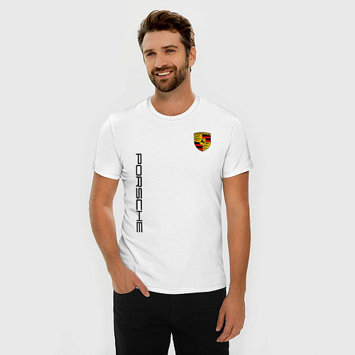 Мужская slim-футболка PORSCHE / Белый – фото 3