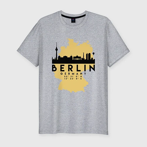 Мужская slim-футболка Берлин - Германия / Меланж – фото 1