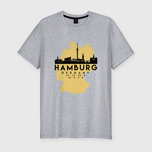Мужская slim-футболка Гамбург - Германия / Меланж – фото 1