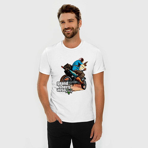 Мужская slim-футболка GTA 5: Motorbuster / Белый – фото 3