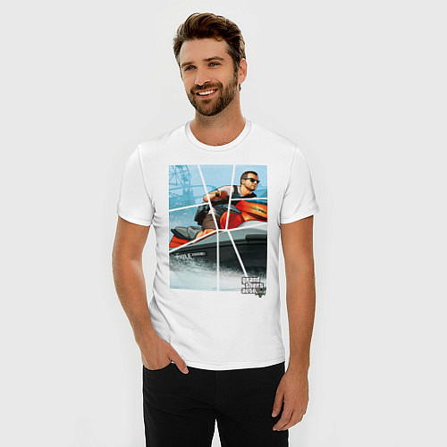 Мужская slim-футболка GTA 5: Sea ​​races / Белый – фото 3