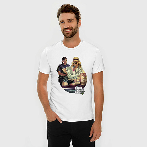 Мужская slim-футболка GTA V: Police / Белый – фото 3