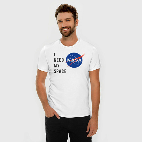 Мужская slim-футболка Nasa i need my space / Белый – фото 3