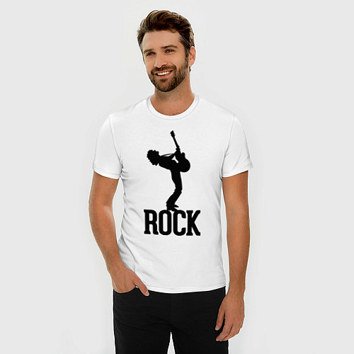 Мужская slim-футболка Rock Guitar / Белый – фото 3