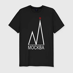 Футболка slim-fit Москва-белый логотип-2, цвет: черный