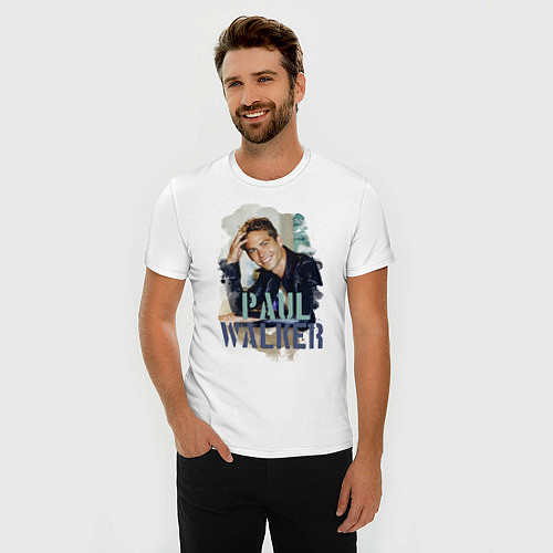 Мужская slim-футболка Paul Walker / Белый – фото 3
