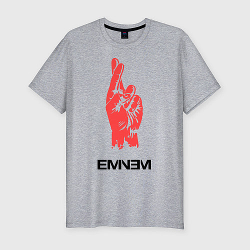 Мужская slim-футболка Eminem Hand / Меланж – фото 1