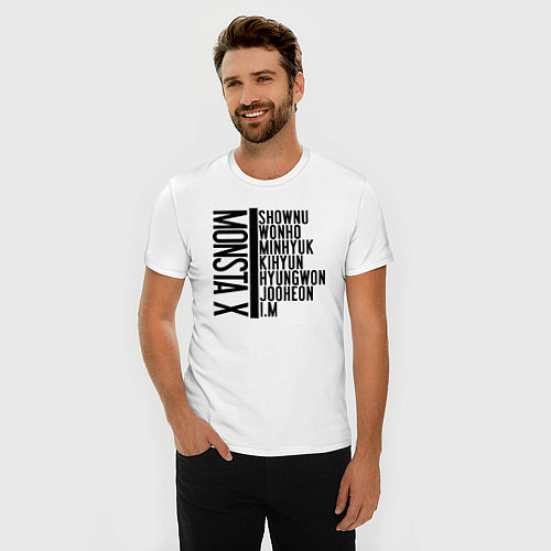 Мужская slim-футболка MONSTA X / Белый – фото 3