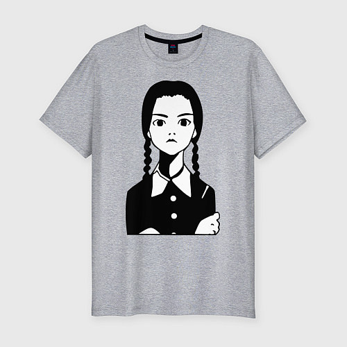 Мужская slim-футболка Wednesday Addams / Меланж – фото 1