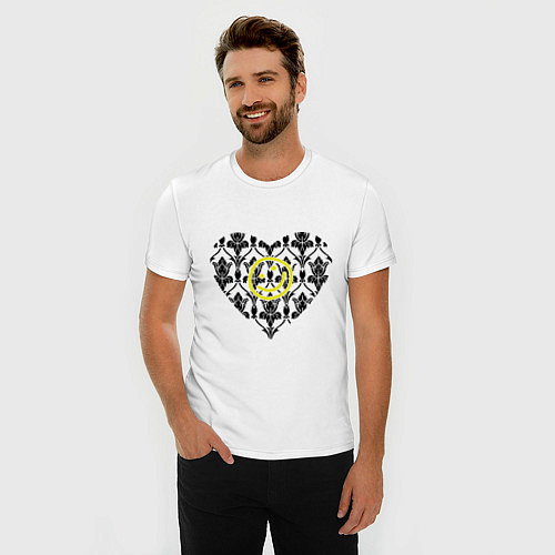 Мужская slim-футболка Шерлок Сердце и Смайлик / Белый – фото 3