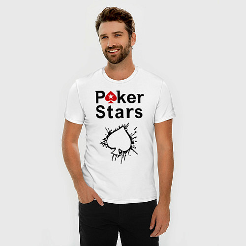 Мужская slim-футболка Poker Stars / Белый – фото 3