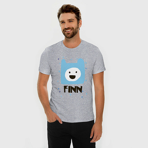 Мужская slim-футболка Время приключений Finn / Меланж – фото 3