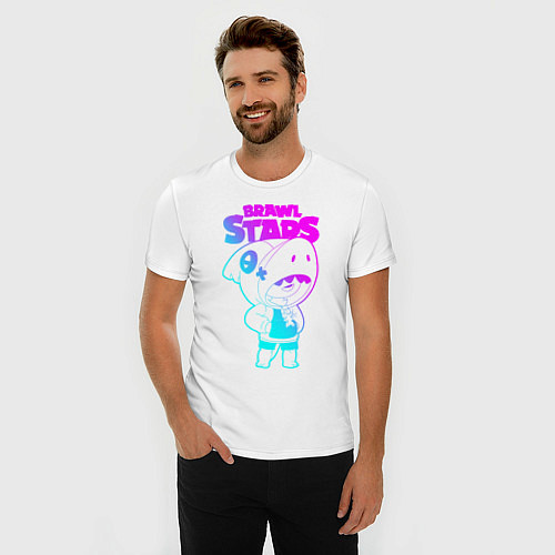 Мужская slim-футболка Brawl Stars LEON / Белый – фото 3