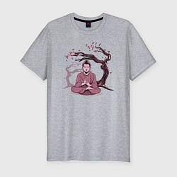Футболка slim-fit Будда Сакура, цвет: меланж