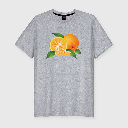 Мужская slim-футболка Апельсины / Меланж – фото 1