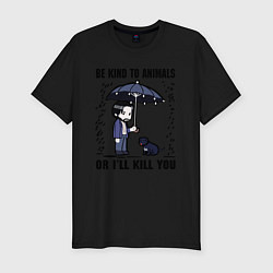 Футболка slim-fit Be kind to animals or I'll kil, цвет: черный